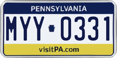 PA license plate MYY0331