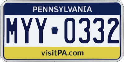 PA license plate MYY0332