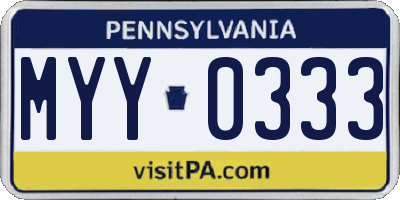 PA license plate MYY0333