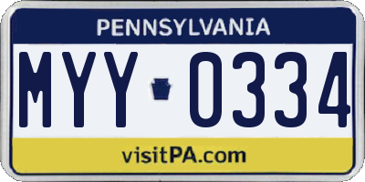 PA license plate MYY0334