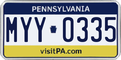 PA license plate MYY0335