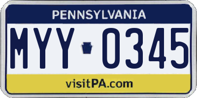 PA license plate MYY0345