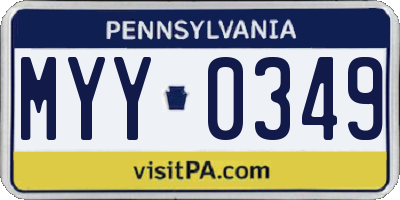 PA license plate MYY0349