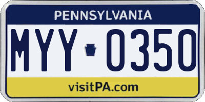 PA license plate MYY0350