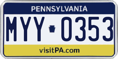 PA license plate MYY0353