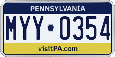 PA license plate MYY0354