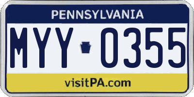 PA license plate MYY0355