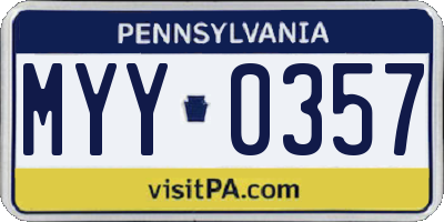 PA license plate MYY0357