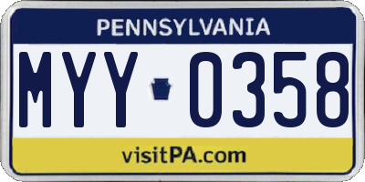 PA license plate MYY0358
