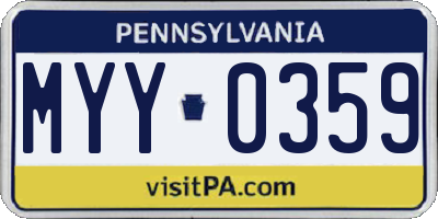 PA license plate MYY0359