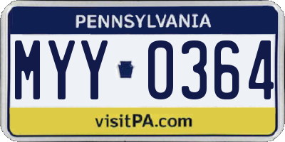 PA license plate MYY0364