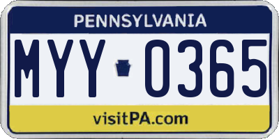 PA license plate MYY0365