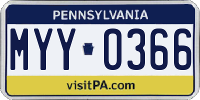 PA license plate MYY0366