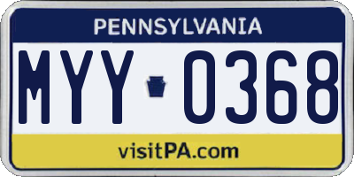 PA license plate MYY0368