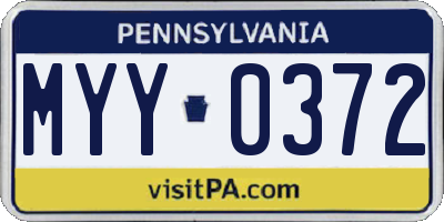 PA license plate MYY0372