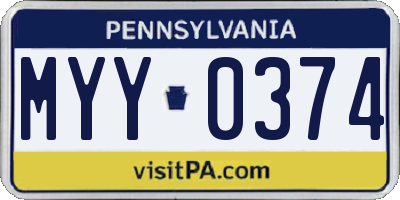 PA license plate MYY0374