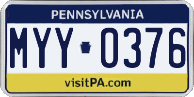 PA license plate MYY0376