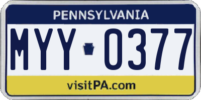 PA license plate MYY0377