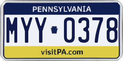 PA license plate MYY0378