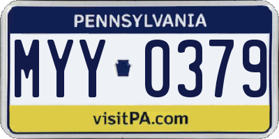 PA license plate MYY0379