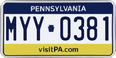 PA license plate MYY0381