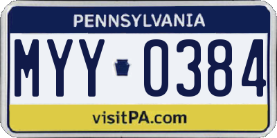 PA license plate MYY0384