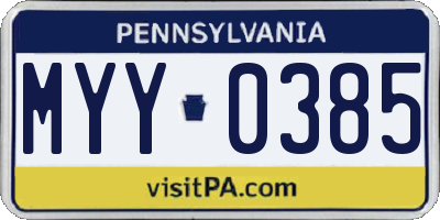 PA license plate MYY0385