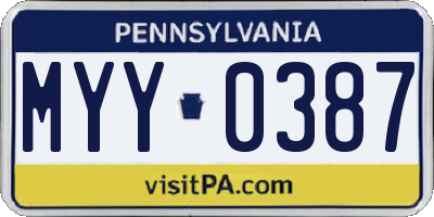 PA license plate MYY0387