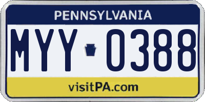 PA license plate MYY0388