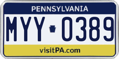 PA license plate MYY0389