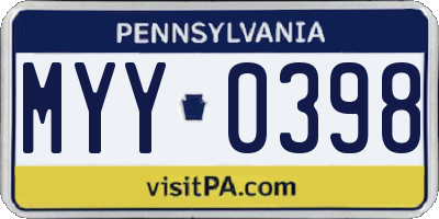 PA license plate MYY0398