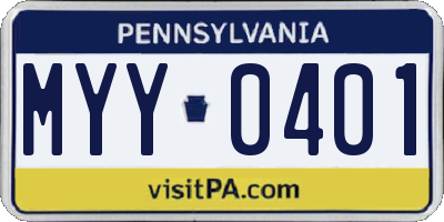 PA license plate MYY0401