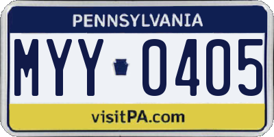 PA license plate MYY0405
