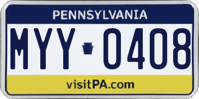 PA license plate MYY0408