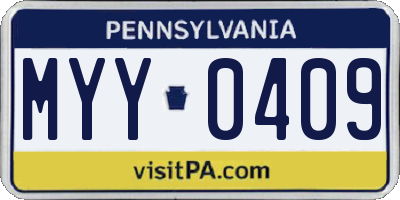 PA license plate MYY0409