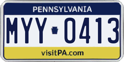 PA license plate MYY0413