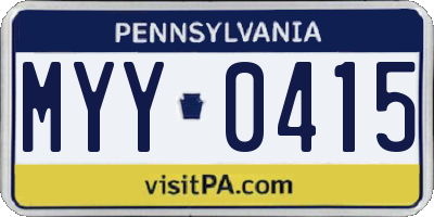PA license plate MYY0415
