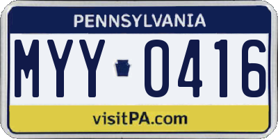 PA license plate MYY0416