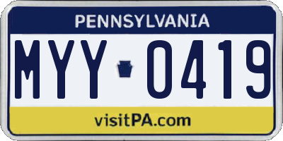 PA license plate MYY0419