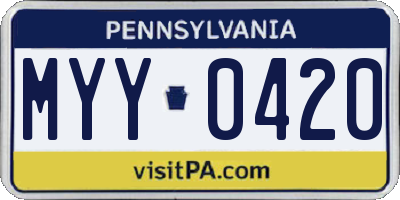 PA license plate MYY0420