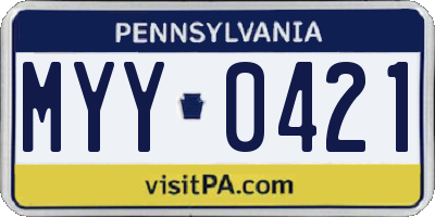 PA license plate MYY0421