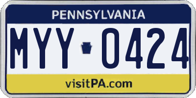 PA license plate MYY0424