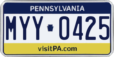 PA license plate MYY0425