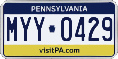 PA license plate MYY0429