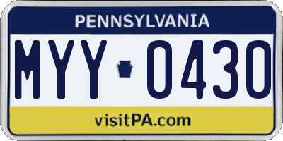 PA license plate MYY0430