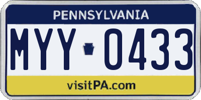 PA license plate MYY0433