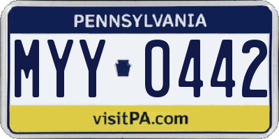 PA license plate MYY0442