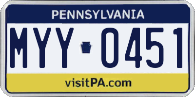 PA license plate MYY0451