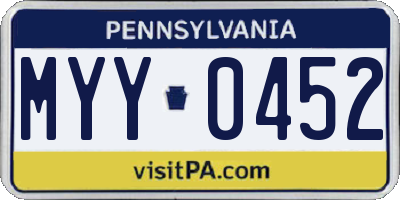 PA license plate MYY0452