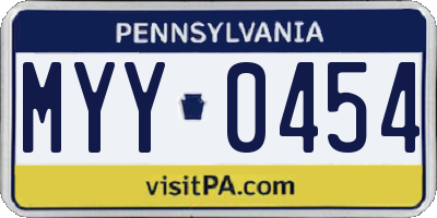 PA license plate MYY0454